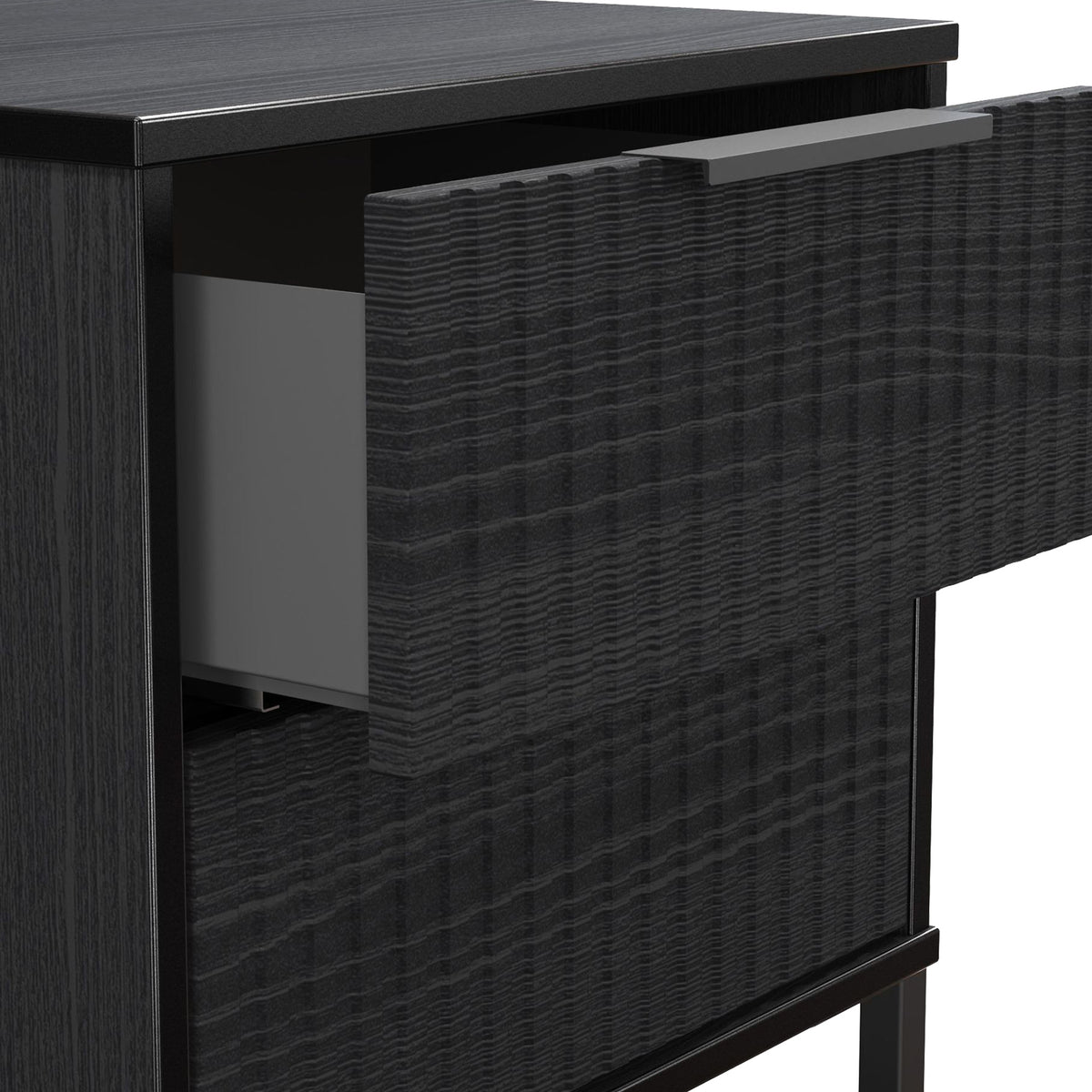 Callo Fluted 2 Drawer Bedside Matt Black from Roseland Furniture