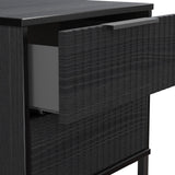 Callo Fluted 2 Drawer Bedside Matt Black from Roseland Furniture