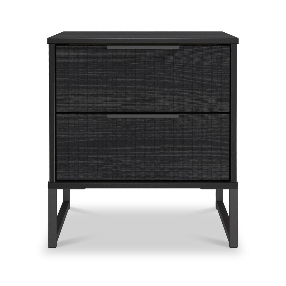 Callo Fluted 2 Drawer Bedside Matt Black from Roseland Furniture