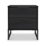 Callo Fluted 2 Drawer Bedside Matt Black from Roseland Furniture