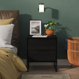 Callo Fluted 2 Drawer Bedside Matt Black from Roseland Furniture