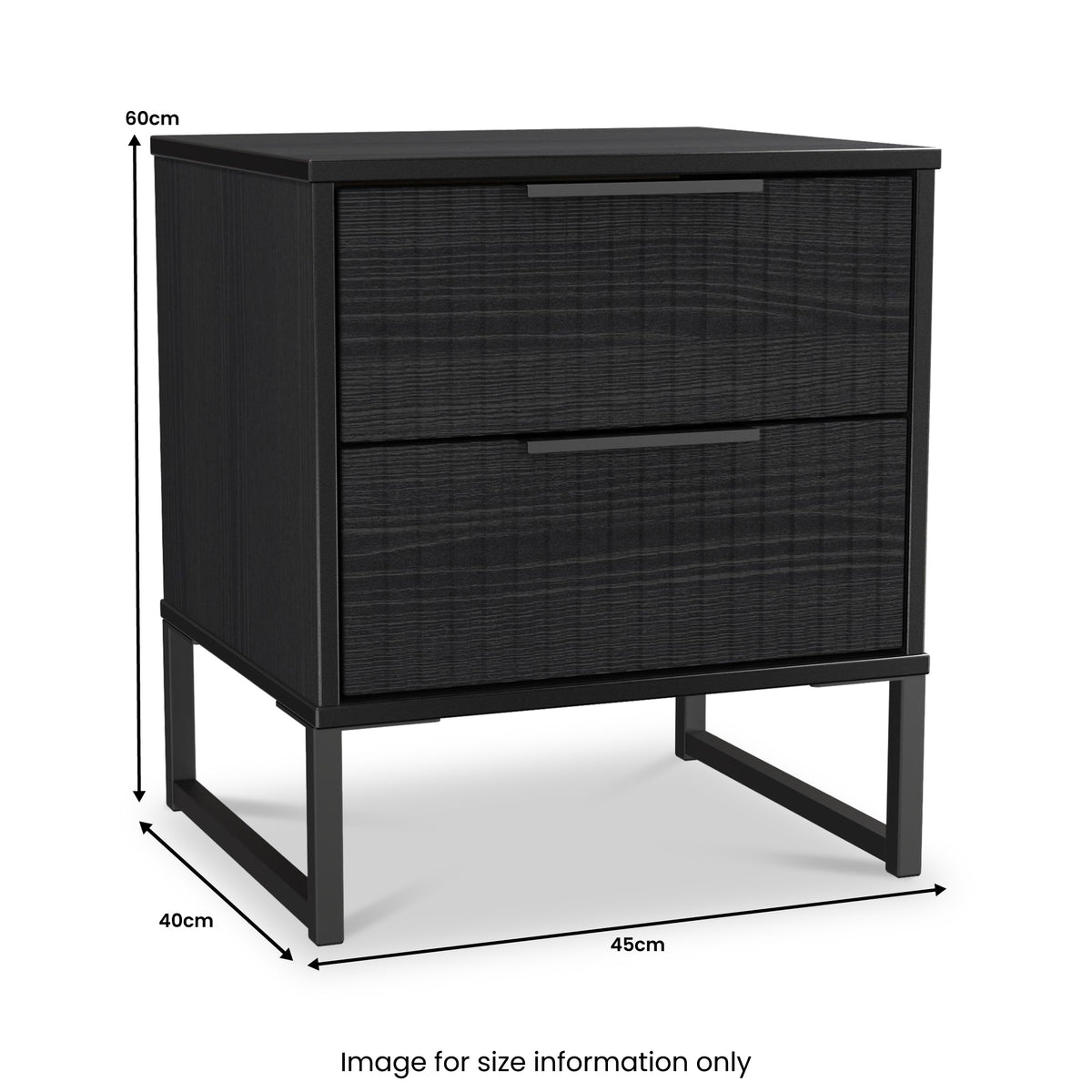 Callo Fluted 2 Drawer Bedside Matt Black from Roseland Furniture