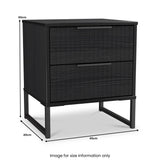 Callo Fluted 2 Drawer Bedside Matt Black from Roseland Furniture
