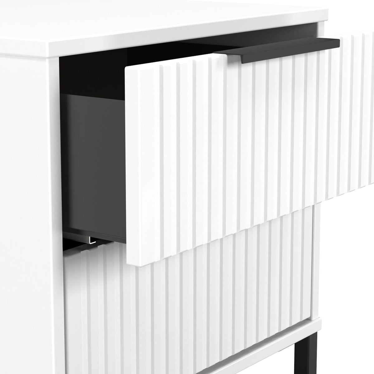 Callo Fluted 2 Drawer Bedside Matt White from Roseland Furniture