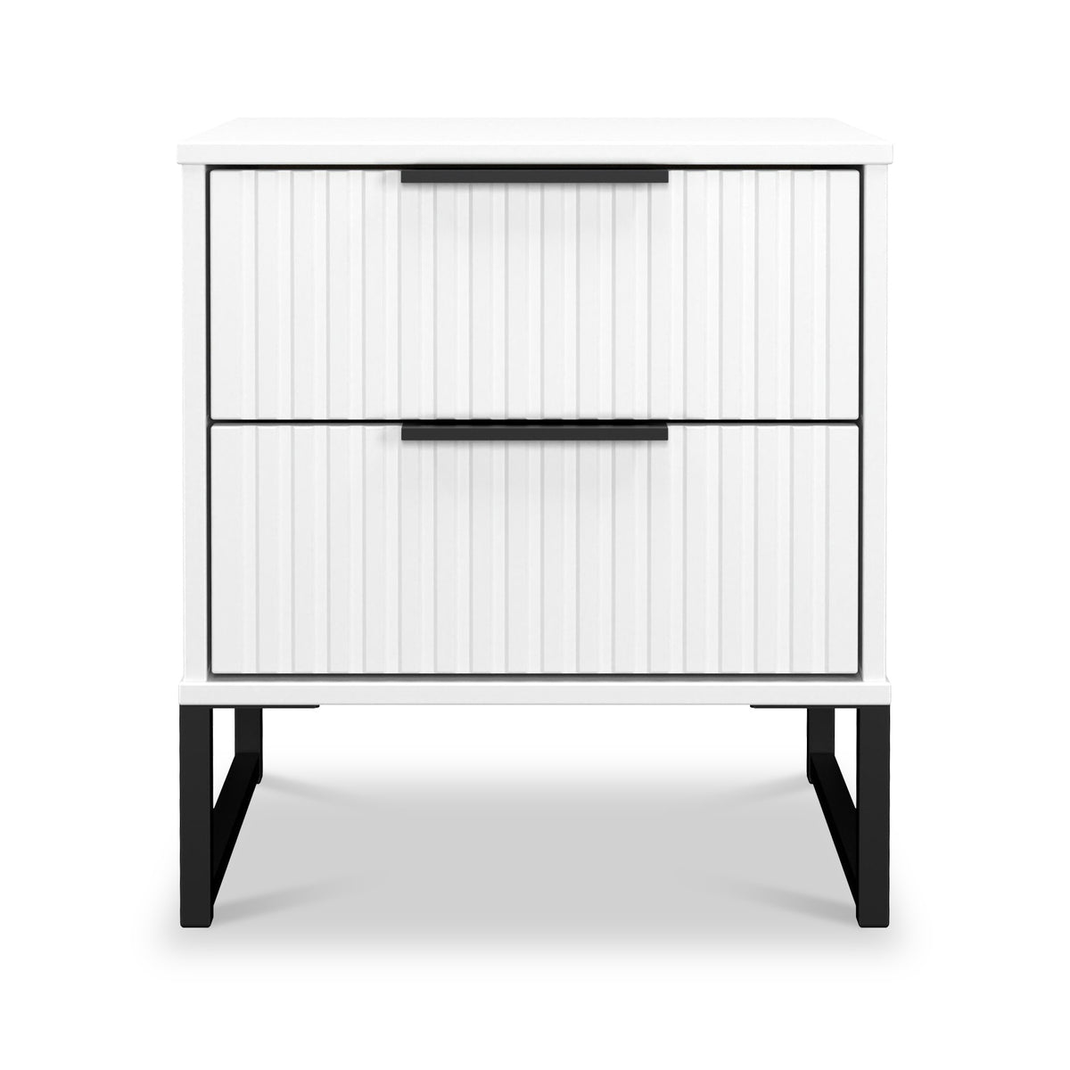 Callo Fluted 2 Drawer Bedside Matt White from Roseland Furniture