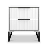 Callo Fluted 2 Drawer Bedside Matt White from Roseland Furniture