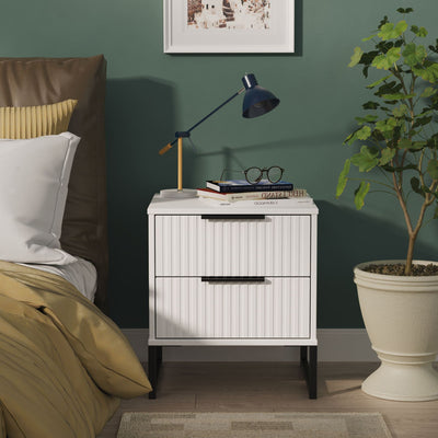 Callo Fluted 2 Drawer Bedside Table
