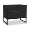 Callo Fluted 2 Drawer Side Table Matt Black from Roseland Furniture