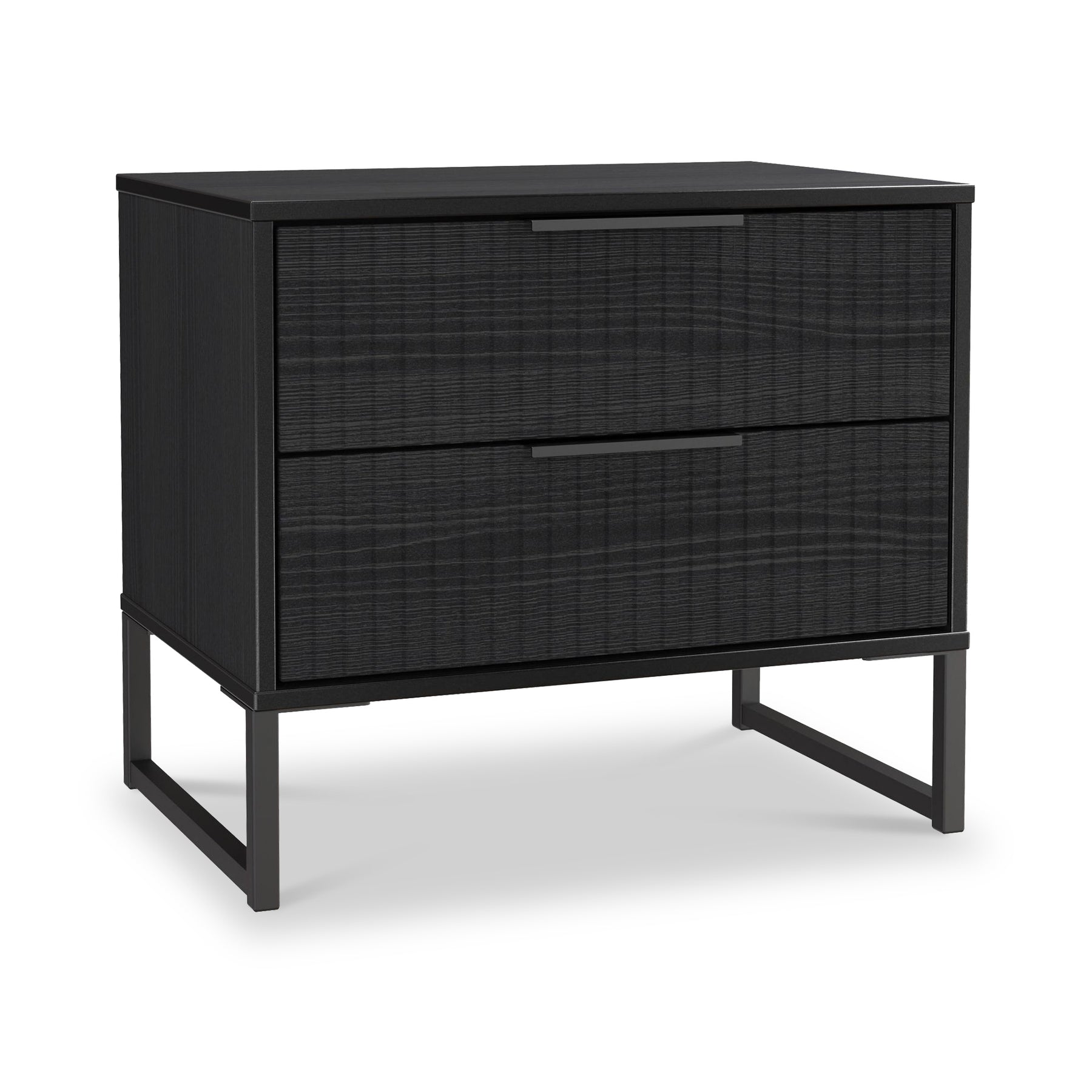 Callo Fluted 2 Drawer Side Table Matt Black from Roseland Furniture
