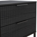 Callo Fluted 2 Drawer Side Table Matt Black from Roseland Furniture