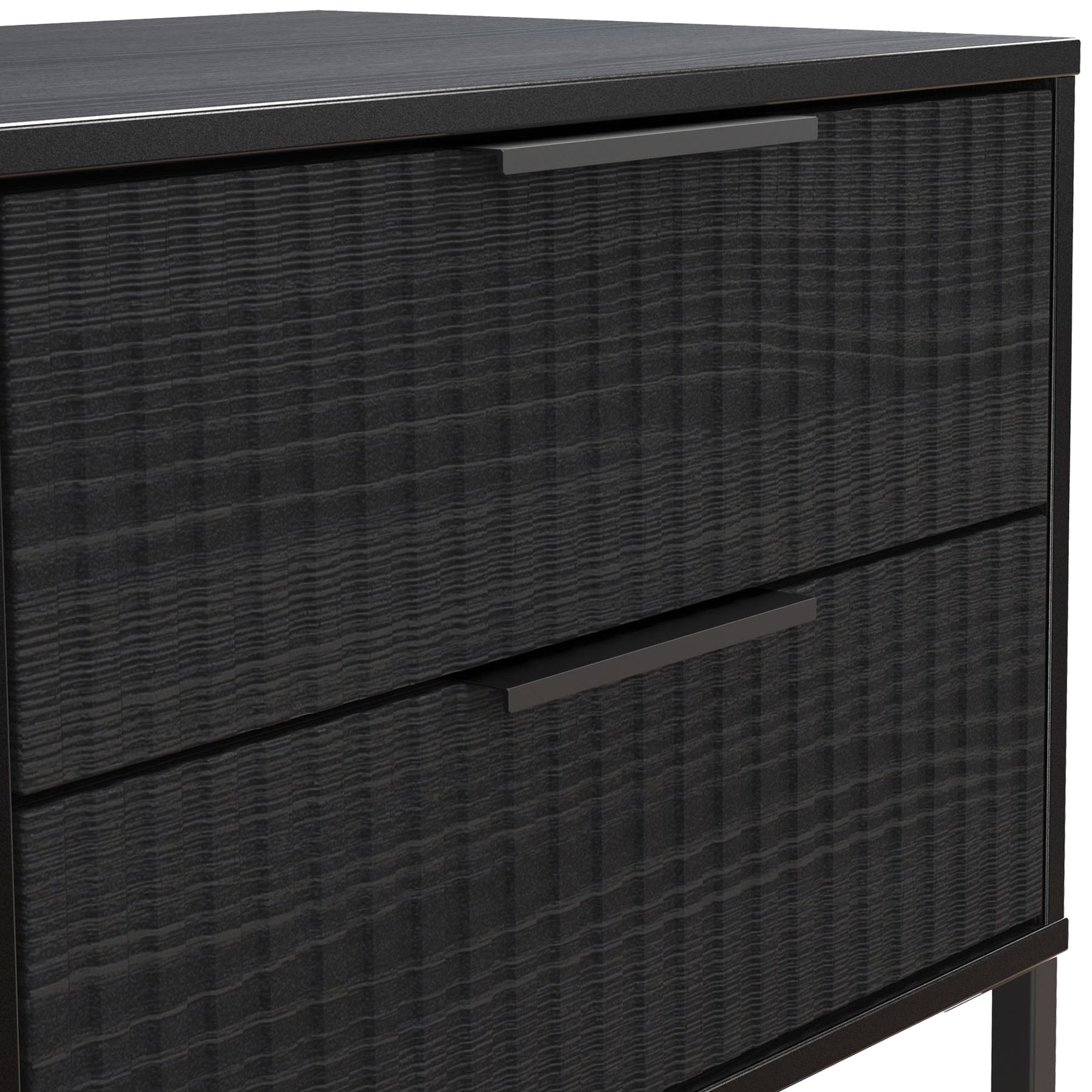 Callo Fluted 2 Drawer Side Table Matt Black from Roseland Furniture