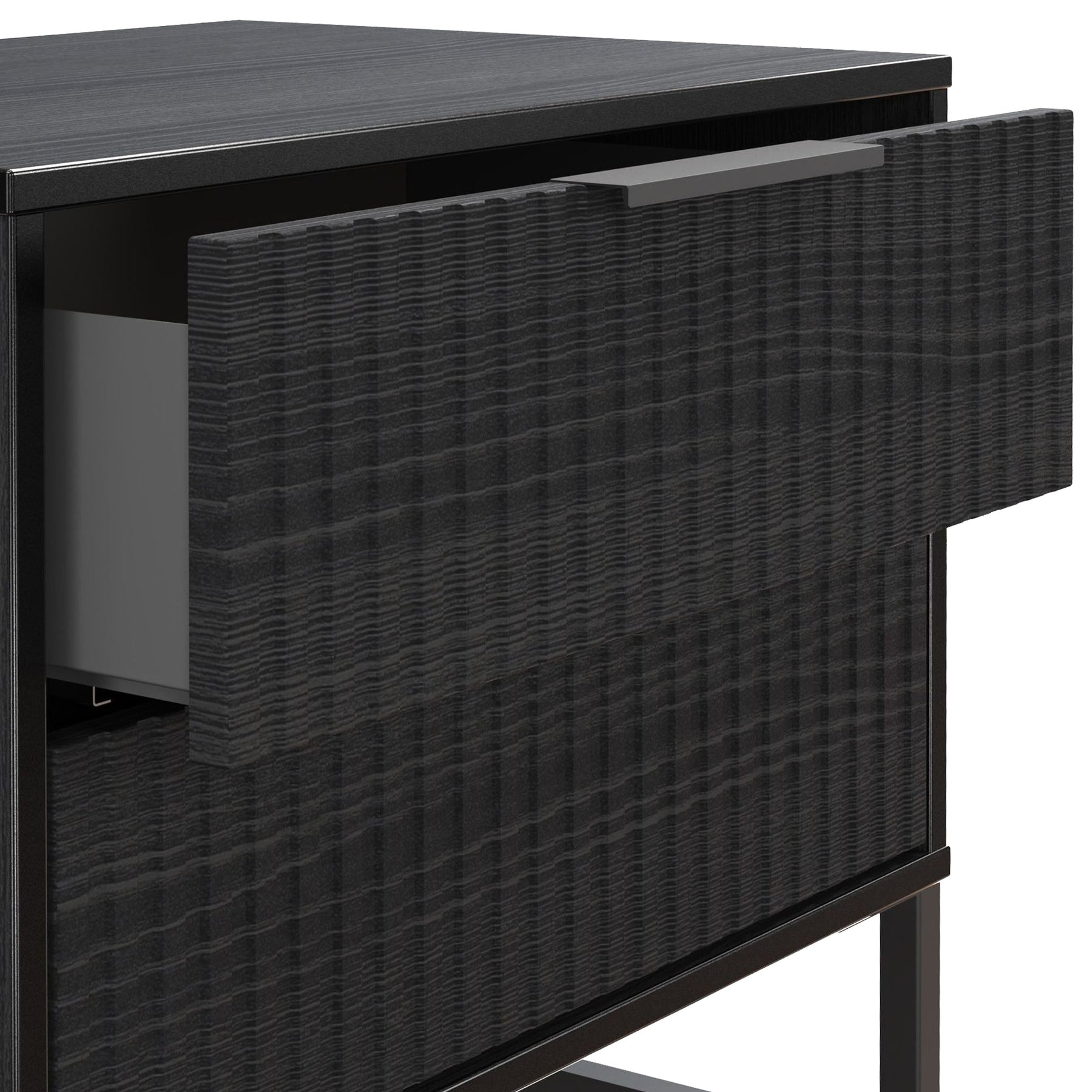 Callo Fluted 2 Drawer Side Table Matt Black from Roseland Furniture