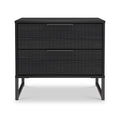 Callo Fluted 2 Drawer Side Table Matt Black from Roseland Furniture