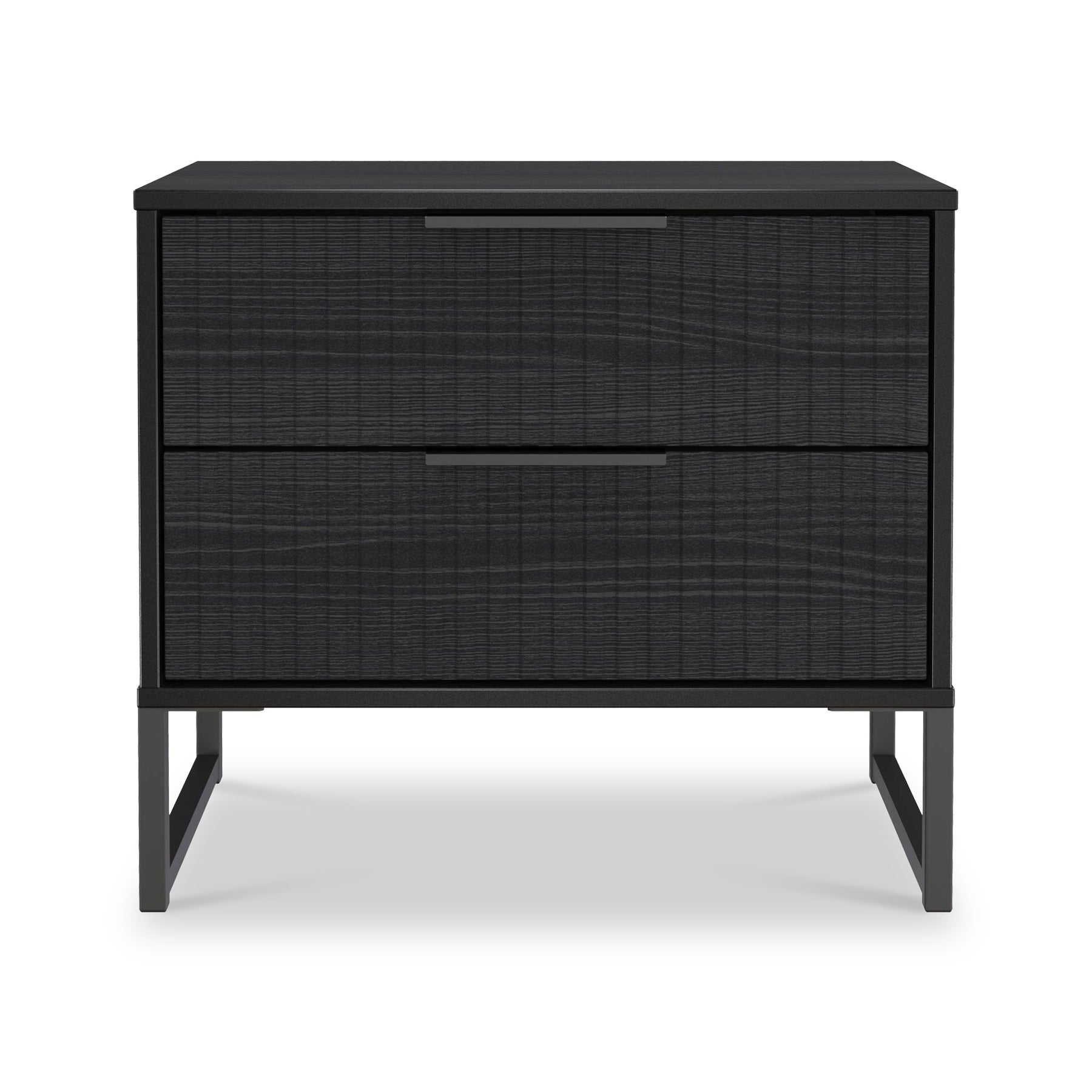 Callo Fluted 2 Drawer Side Table Matt Black from Roseland Furniture