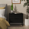 Callo Fluted 2 Drawer Side Table Matt Black from Roseland Furniture