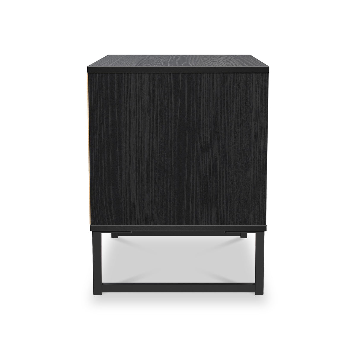 Callo Fluted 2 Drawer Side Table Matt Black from Roseland Furniture
