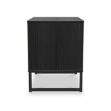 Callo Fluted 2 Drawer Side Table Matt Black from Roseland Furniture