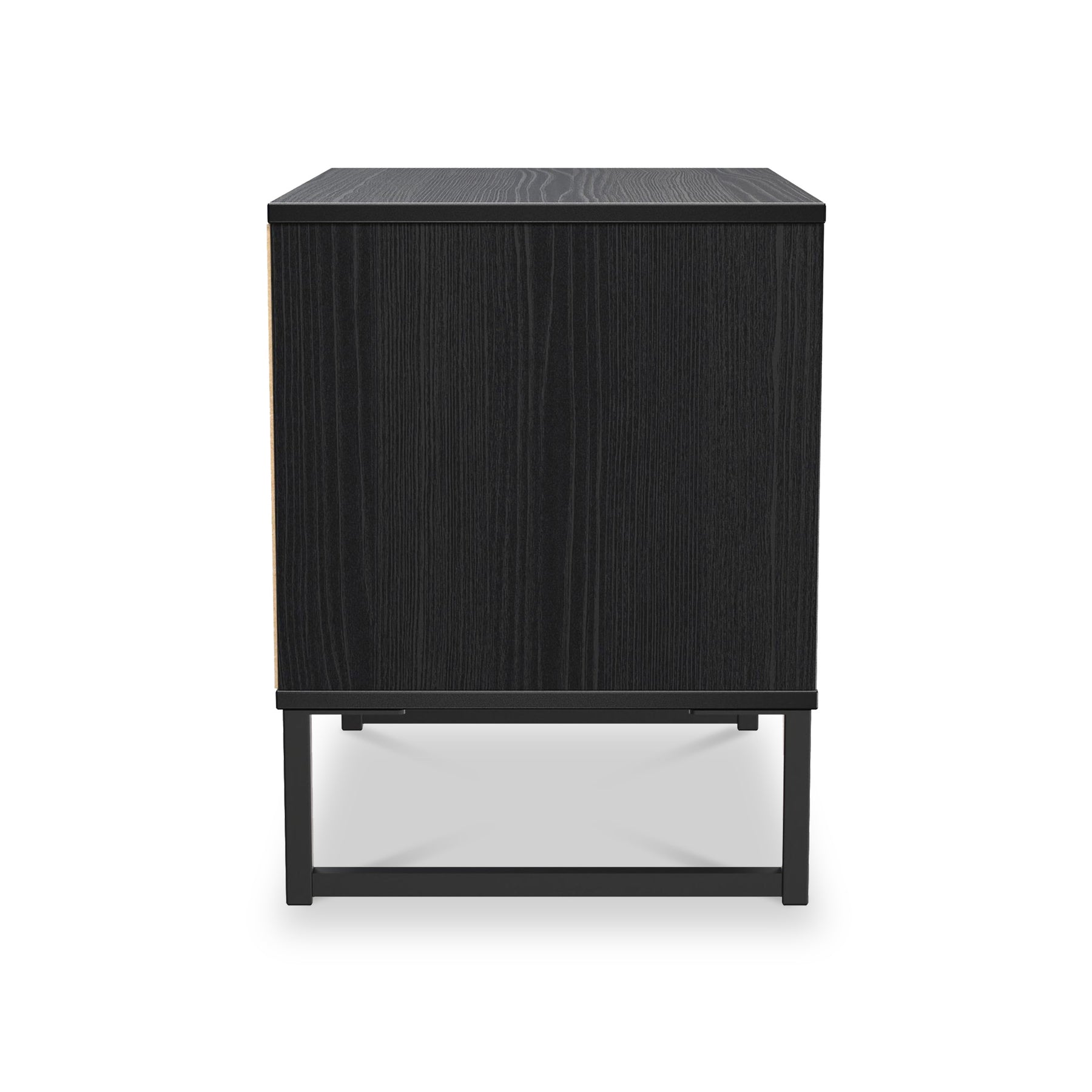 Callo Fluted 2 Drawer Side Table Matt Black from Roseland Furniture