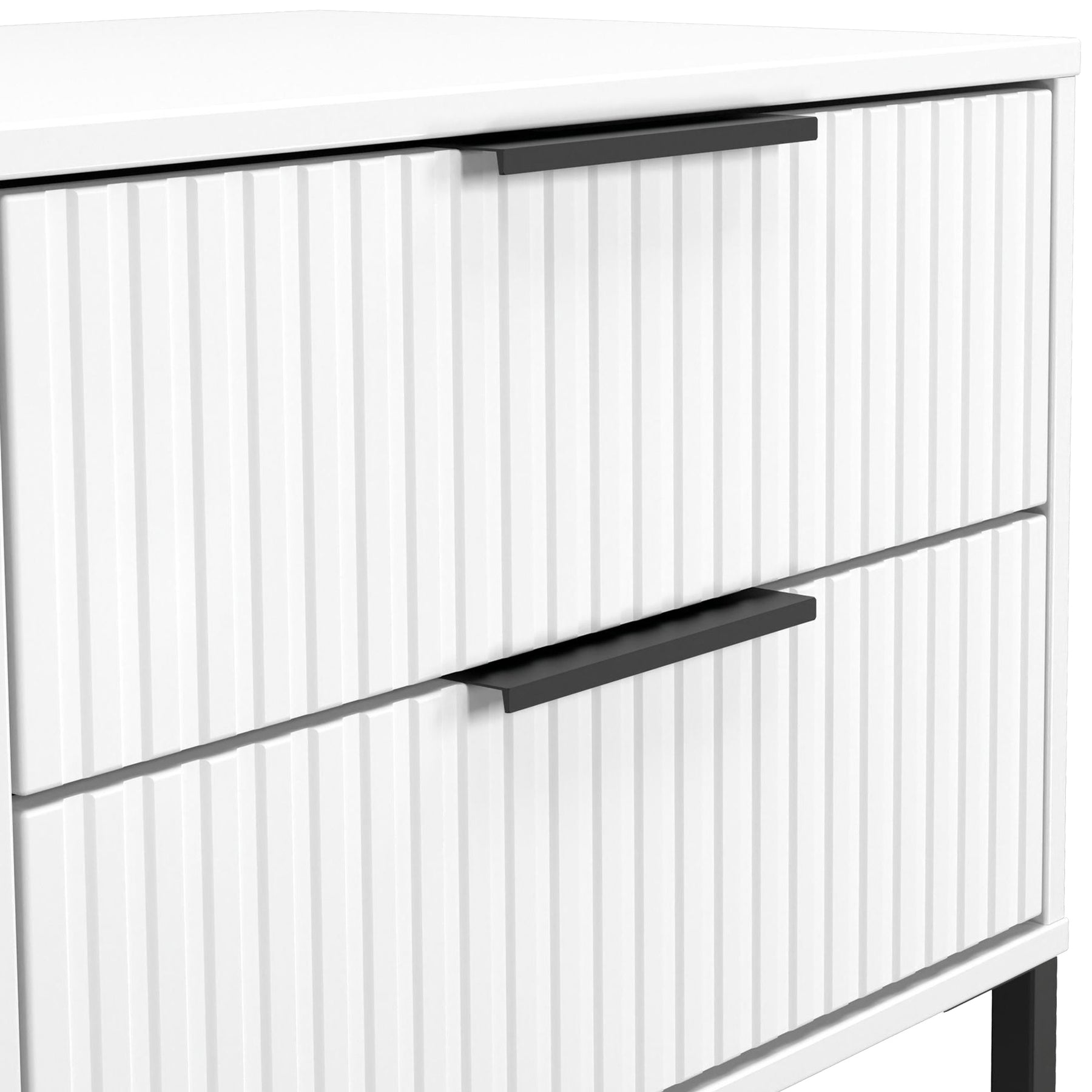 Callo Fluted 2 Drawer Side Table Matt White from Roseland Furniture