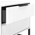 Callo Fluted 2 Drawer Side Table Matt White from Roseland Furniture