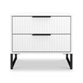 Callo Fluted 2 Drawer Side Table Matt White from Roseland Furniture