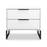 Callo Fluted 2 Drawer Side Table Matt White from Roseland Furniture