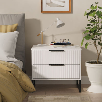 Callo Fluted 2 Drawer Side Table