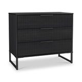 Callo Fluted 3 Drawer Wide Chest Matt Black from Roseland Furniture