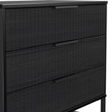 Callo Fluted 3 Drawer Wide Chest Matt Black from Roseland Furniture