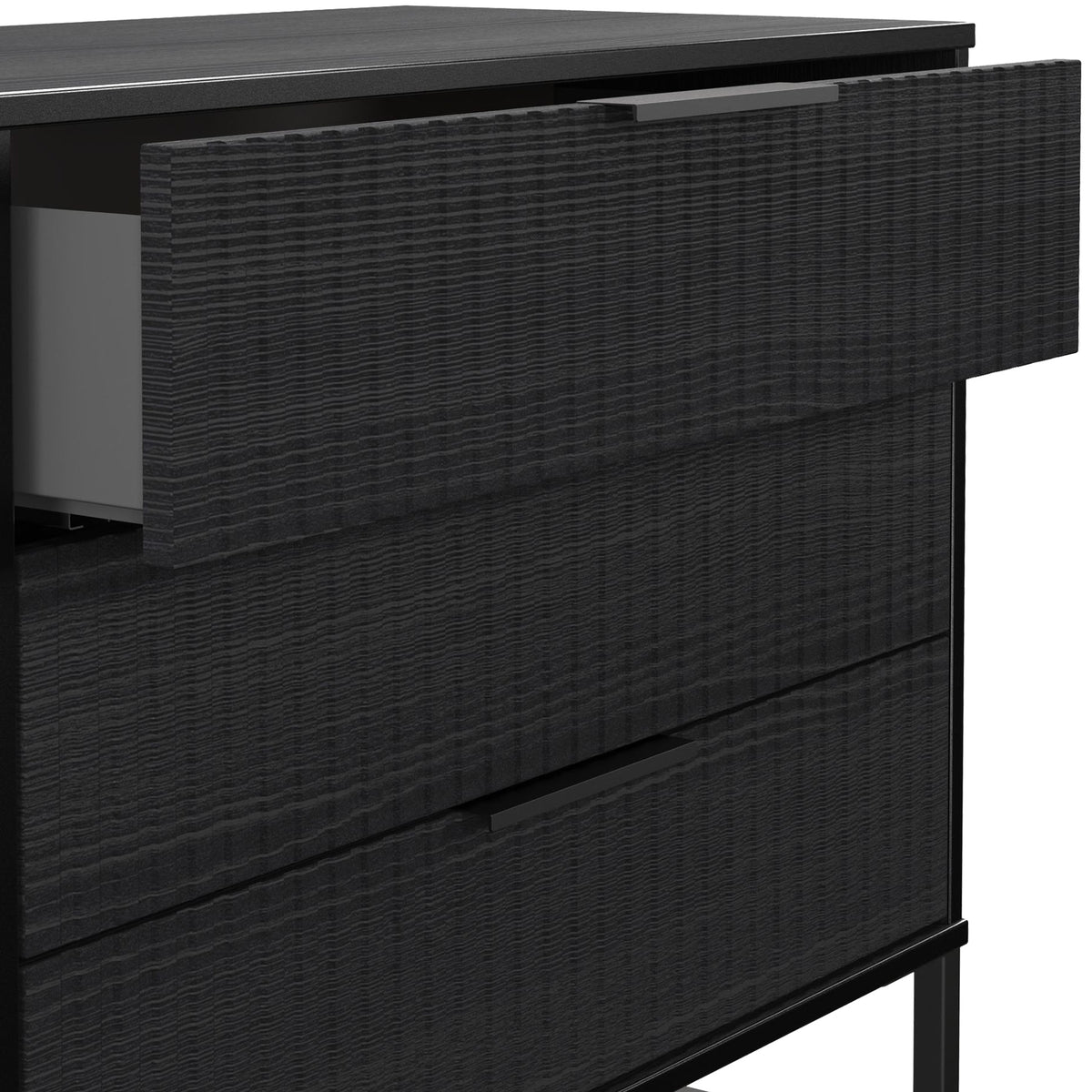 Callo Fluted 3 Drawer Wide Chest Matt Black from Roseland Furniture