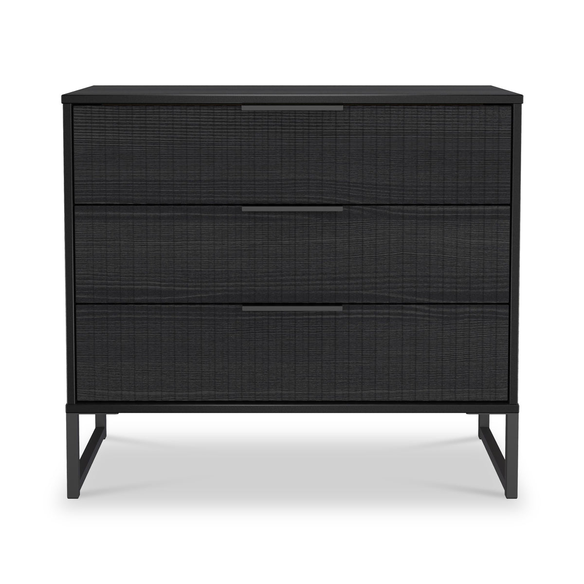 Callo Fluted 3 Drawer Wide Chest Matt Black from Roseland Furniture