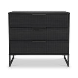 Callo Fluted 3 Drawer Wide Chest Matt Black from Roseland Furniture