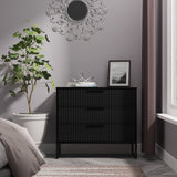 Callo Fluted 3 Drawer Wide Chest Matt Black from Roseland Furniture