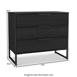 Callo Fluted 3 Drawer Wide Chest Matt Black from Roseland Furniture