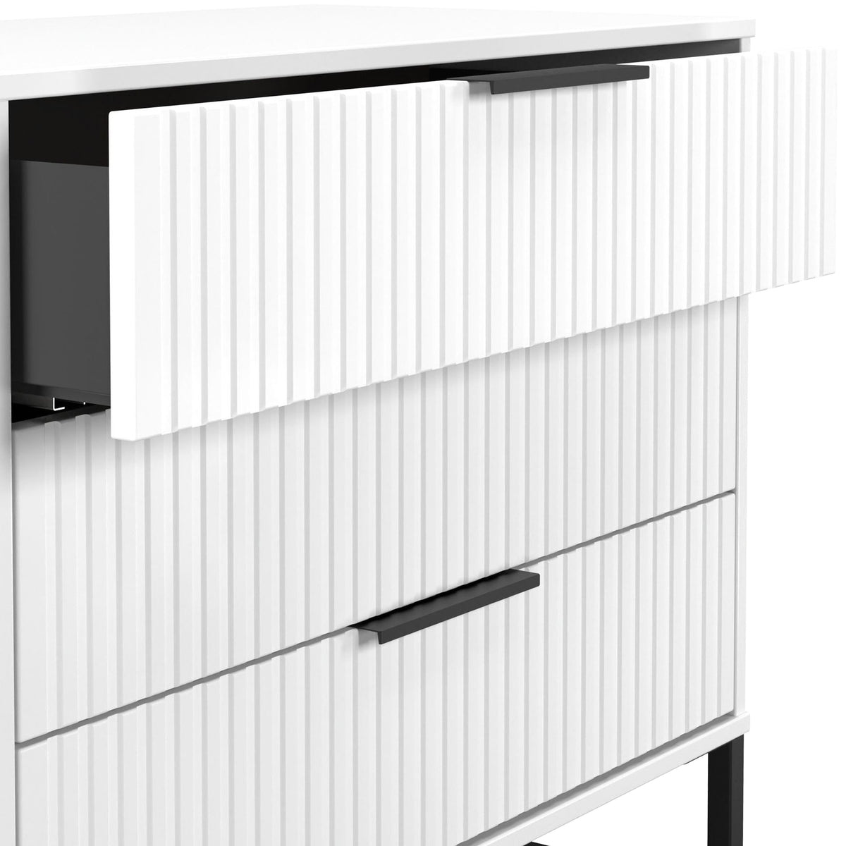 Callo Fluted 3 Drawer Wide Chest Matt White from Roseland Furniture