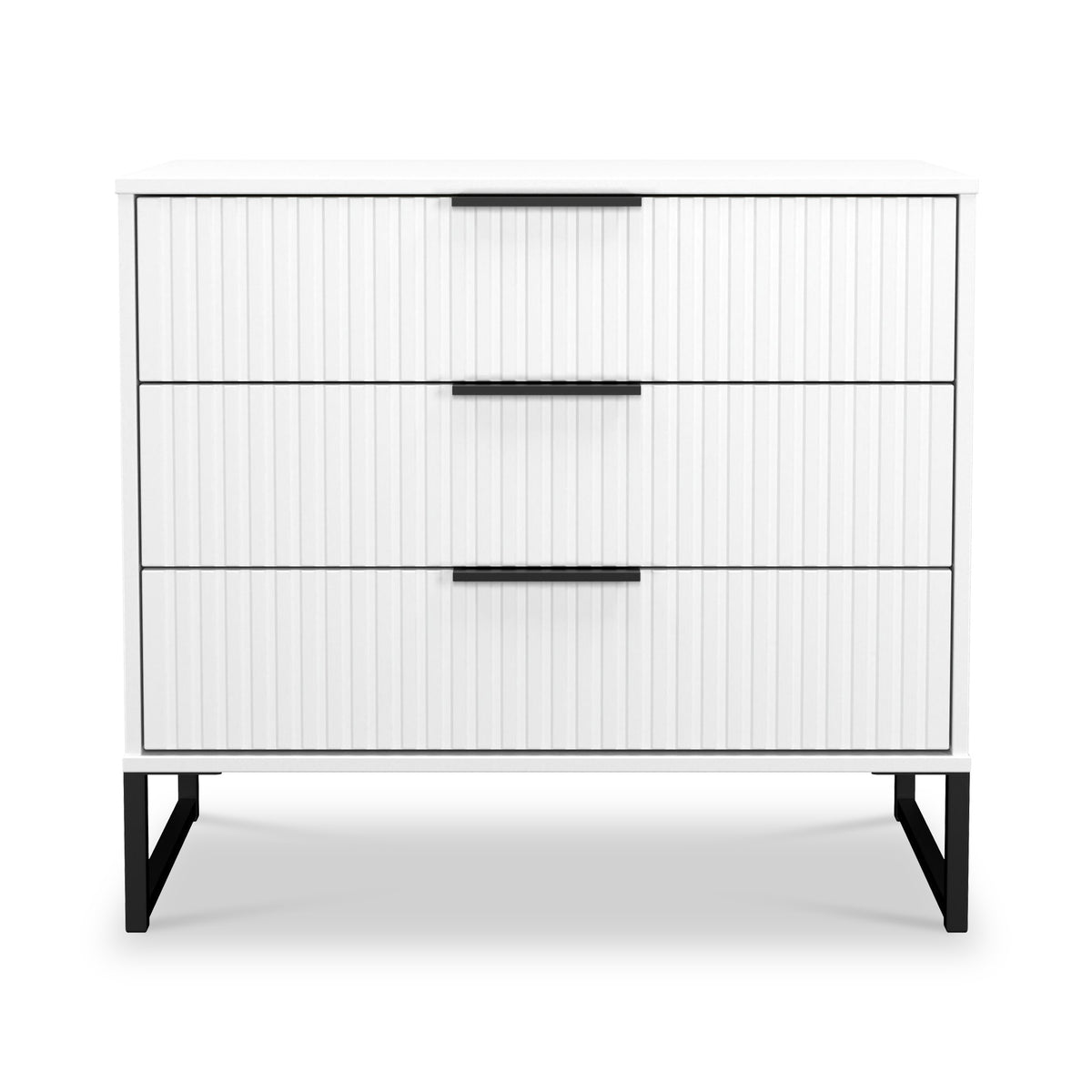 Callo Fluted 3 Drawer Wide Chest Matt White from Roseland Furniture
