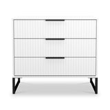 Callo Fluted 3 Drawer Wide Chest Matt White from Roseland Furniture