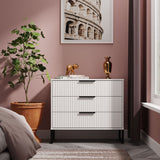 Callo Fluted 3 Drawer Wide Chest Matt White from Roseland Furniture