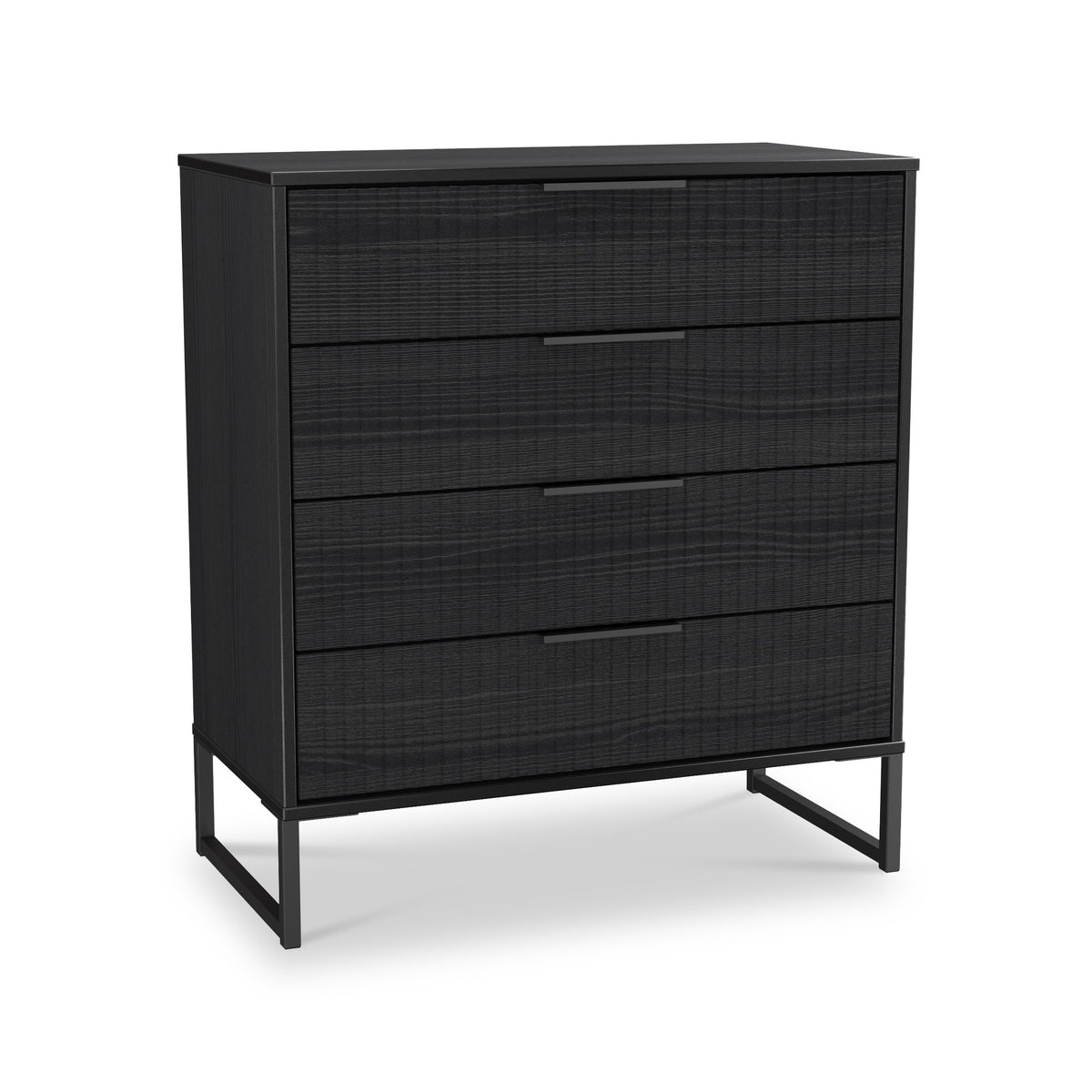 Callo Fluted 4 Drawer Chest Matt Black from Roseland Furniture