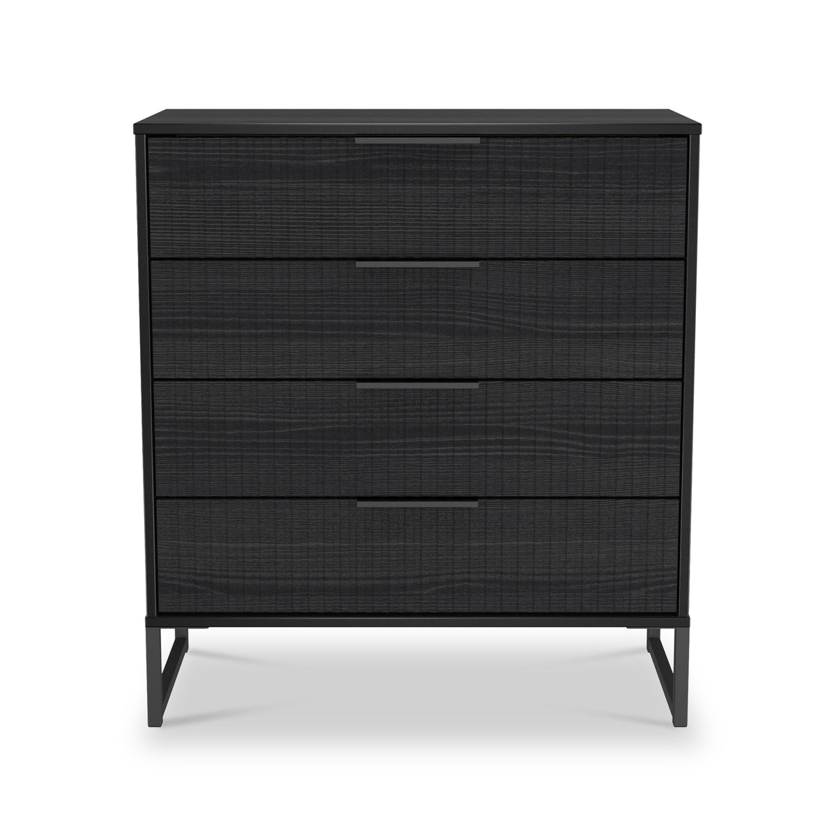Callo Fluted 4 Drawer Chest Matt Black from Roseland Furniture