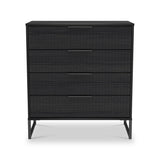 Callo Fluted 4 Drawer Chest Matt Black from Roseland Furniture