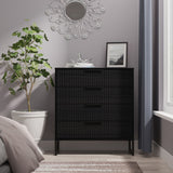 Callo Fluted 4 Drawer Chest Matt Black from Roseland Furniture