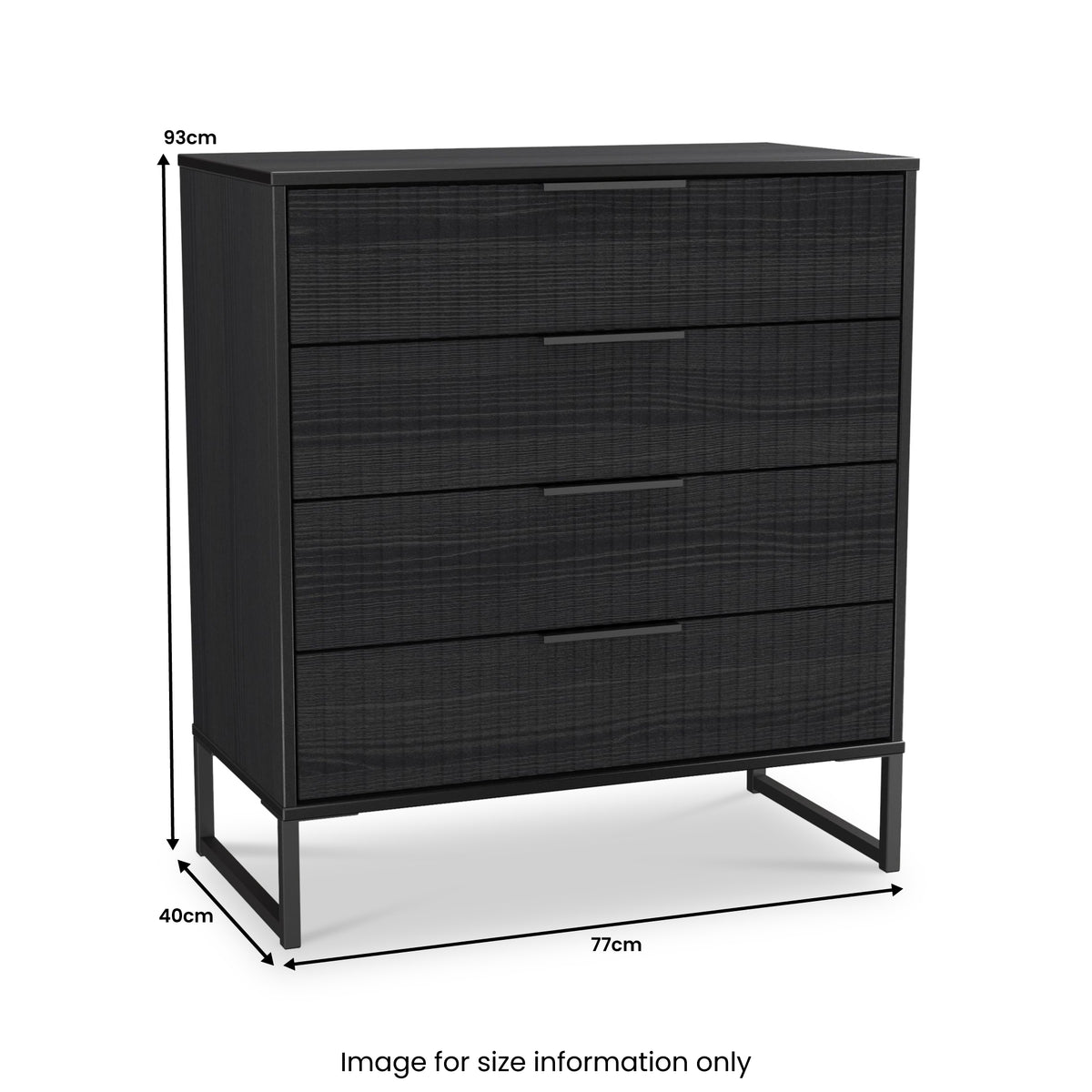 Callo Fluted 4 Drawer Chest Matt Black from Roseland Furniture