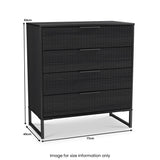 Callo Fluted 4 Drawer Chest Matt Black from Roseland Furniture