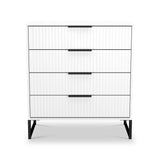 Callo Fluted 4 Drawer Chest of Drawers Matt White from Roseland Furniture