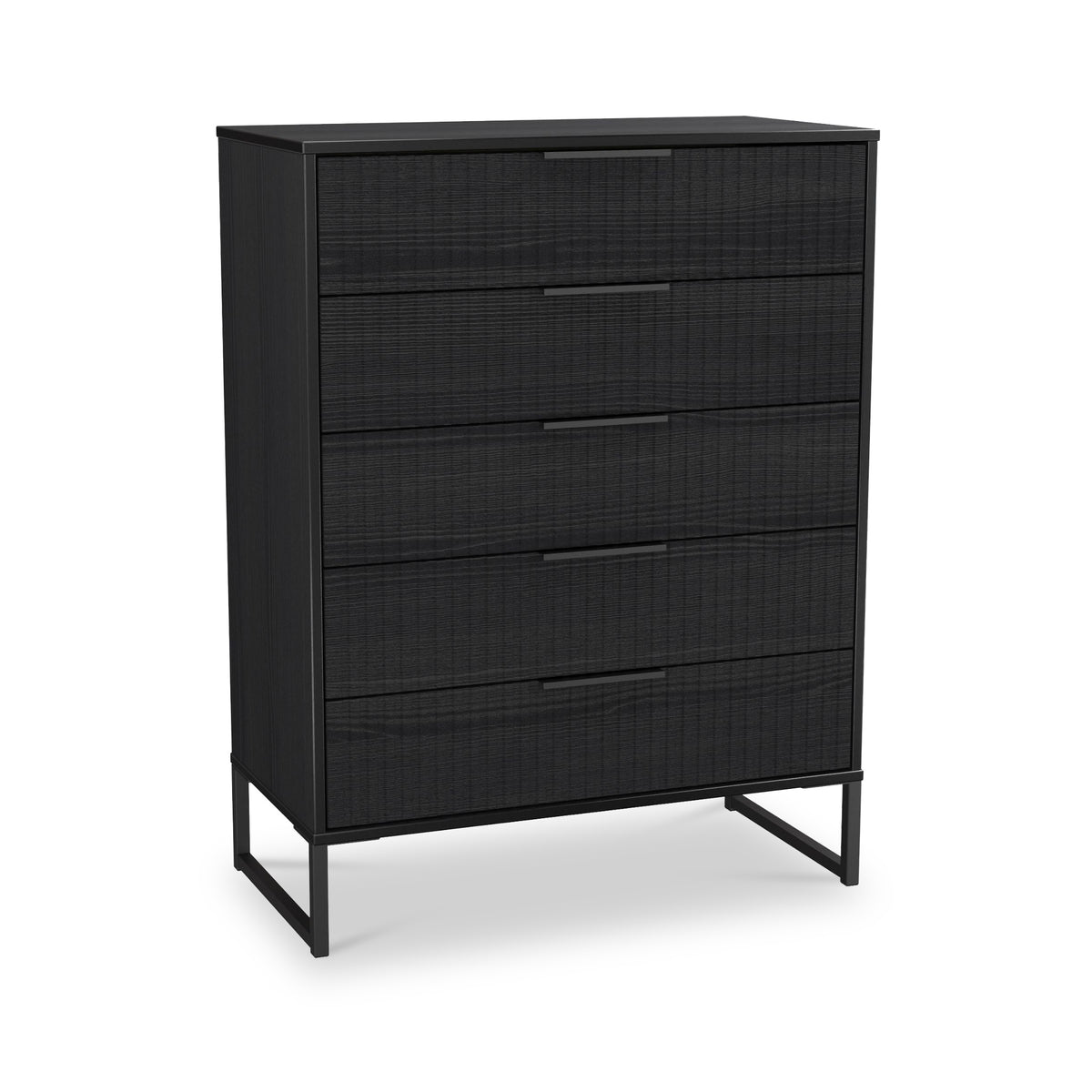 Callo Fluted 5 Drawer Chest Matt Black from Roseland Furniture