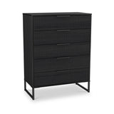 Callo Fluted 5 Drawer Chest Matt Black from Roseland Furniture