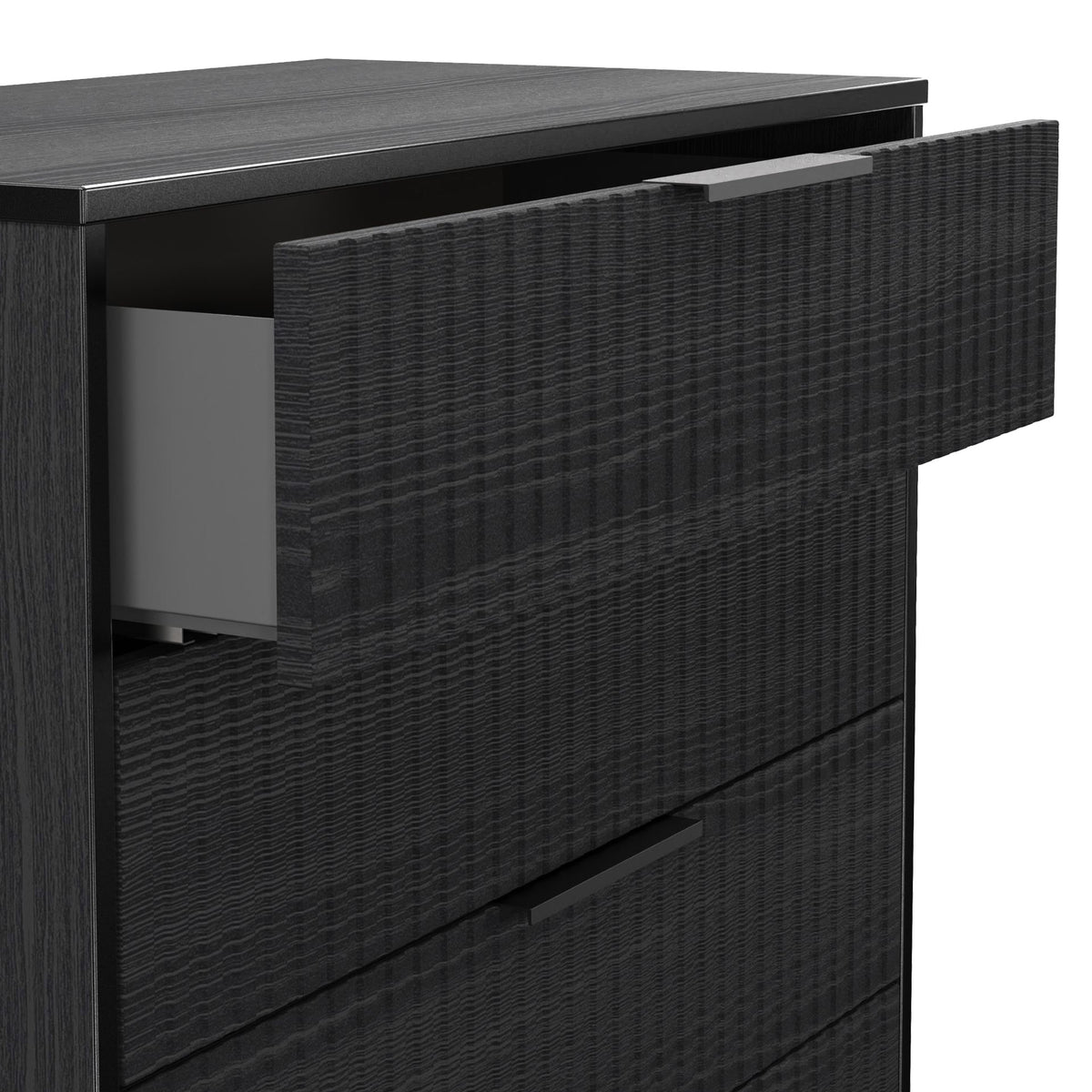 Callo Fluted 5 Drawer Chest Matt Black from Roseland Furniture