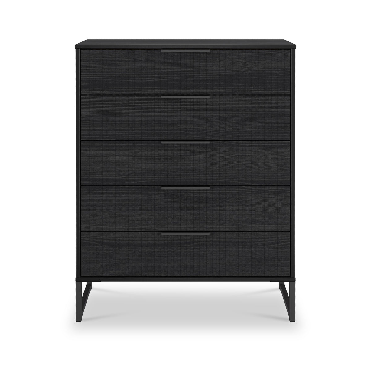 Callo Fluted 5 Drawer Chest Matt Black from Roseland Furniture