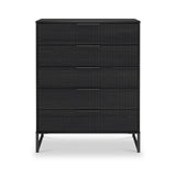 Callo Fluted 5 Drawer Chest Matt Black from Roseland Furniture